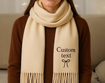 Custom Embroidered Winter Scarf, Personalized Women's Scarves, Birthday, Christmas Gift for Her
