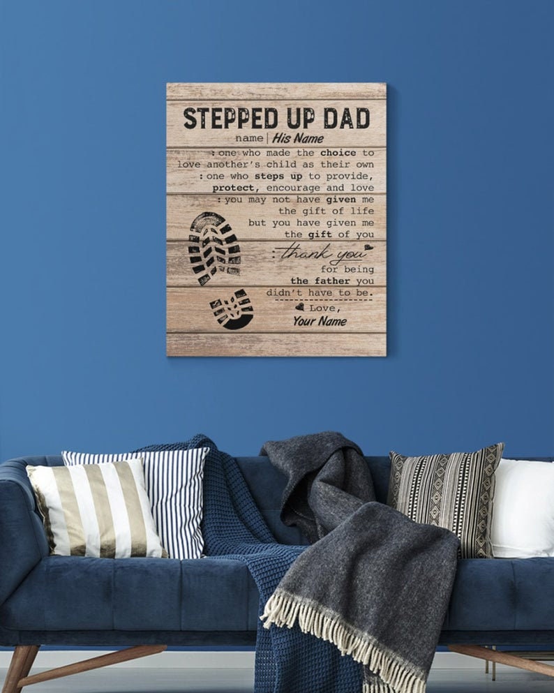 Personalized Stepped up Dad Happy Father's Day Canvas - Etsy