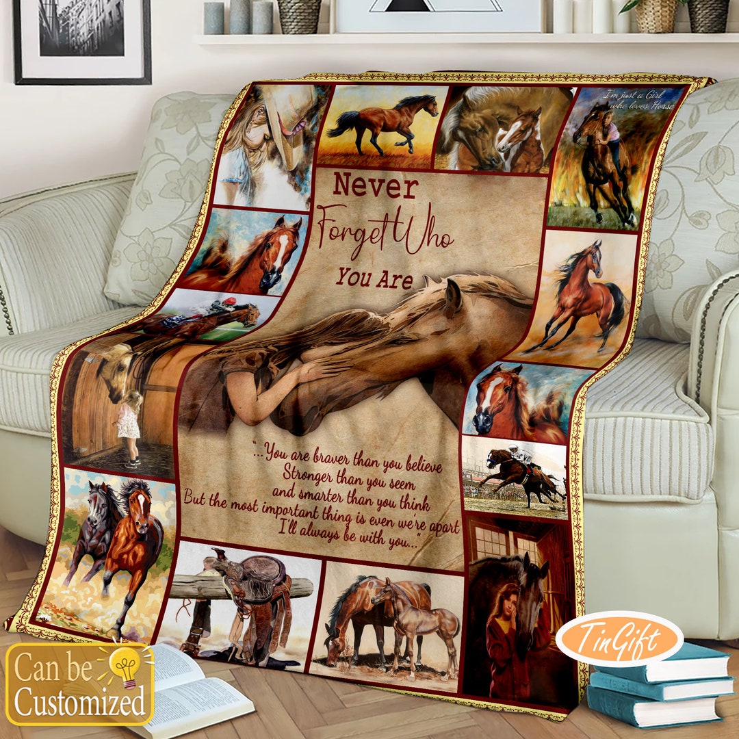 Horse Blanket Girl, Horse Girl Blanket, Horse Blanket Cowgirl Western Plush Fleece, Mink Sherpa