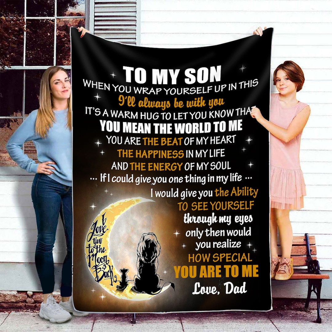 Customized to My Son Blanket From Dad, Lion Blanket, Gifts for Adult