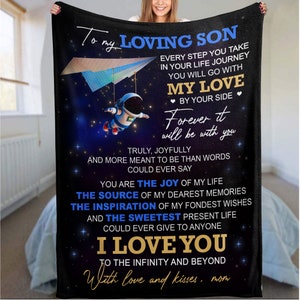 Cobertor de filho personalizado, cobertor de presentes para filho, filho de aniversário, presentes de Natal filho, eu te amo até o infinito e além, cobertor de presente