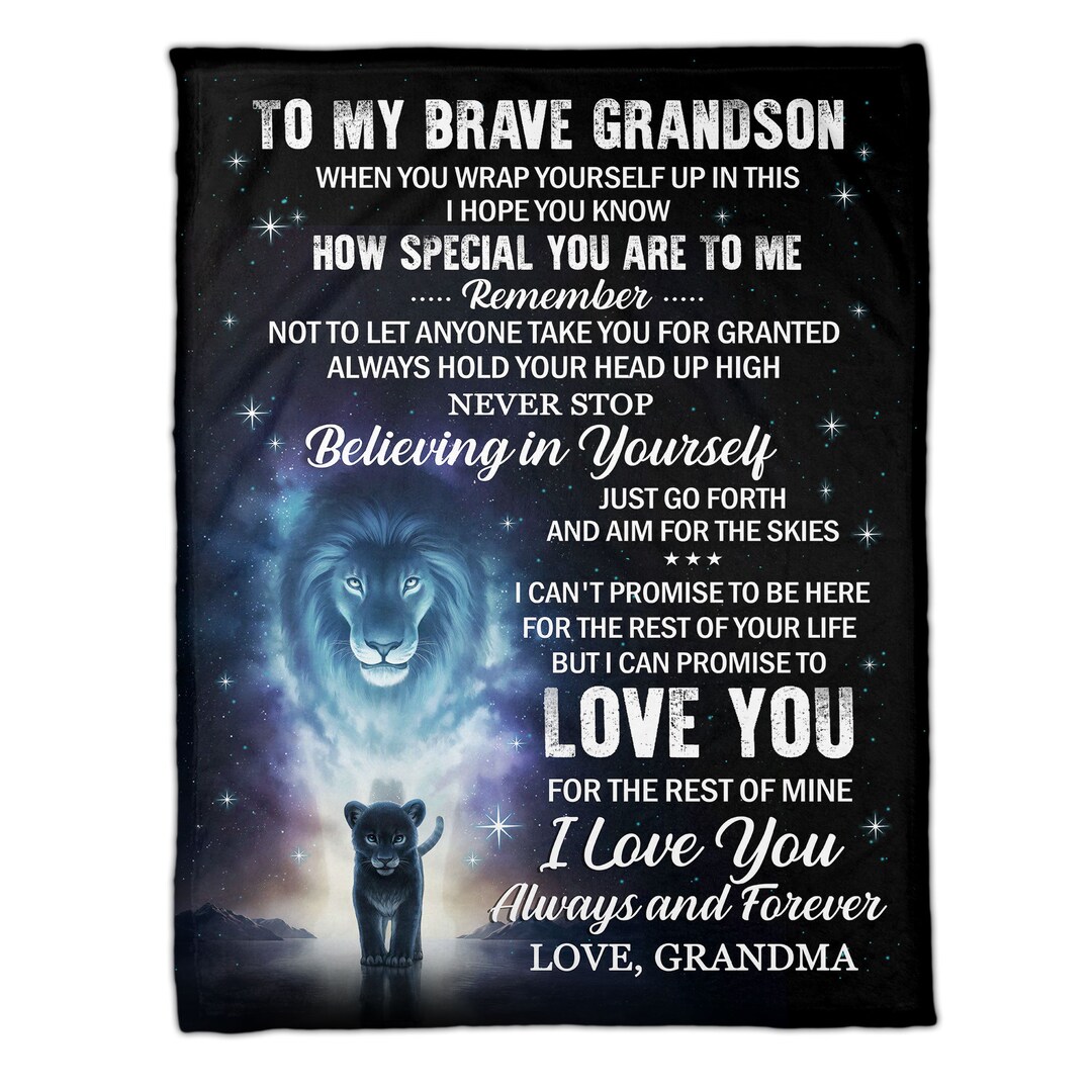 Lion Blanket Adult Grandson, for Birthday Xmas Christmas Graduation