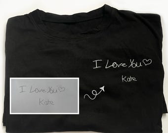 Custom Handwriting Embroidered Sweatshirt, Kid&#39;s Handwriting Shirt for Dad or Mom, Personalized Gift For Him for Her, Fathers Day Present