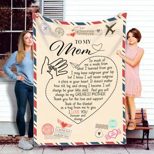 Presentes para a mãe, cobertor personalizado para a mãe, presente de Natal para a mãe, carta para a mãe, presentes para a mãe da filha