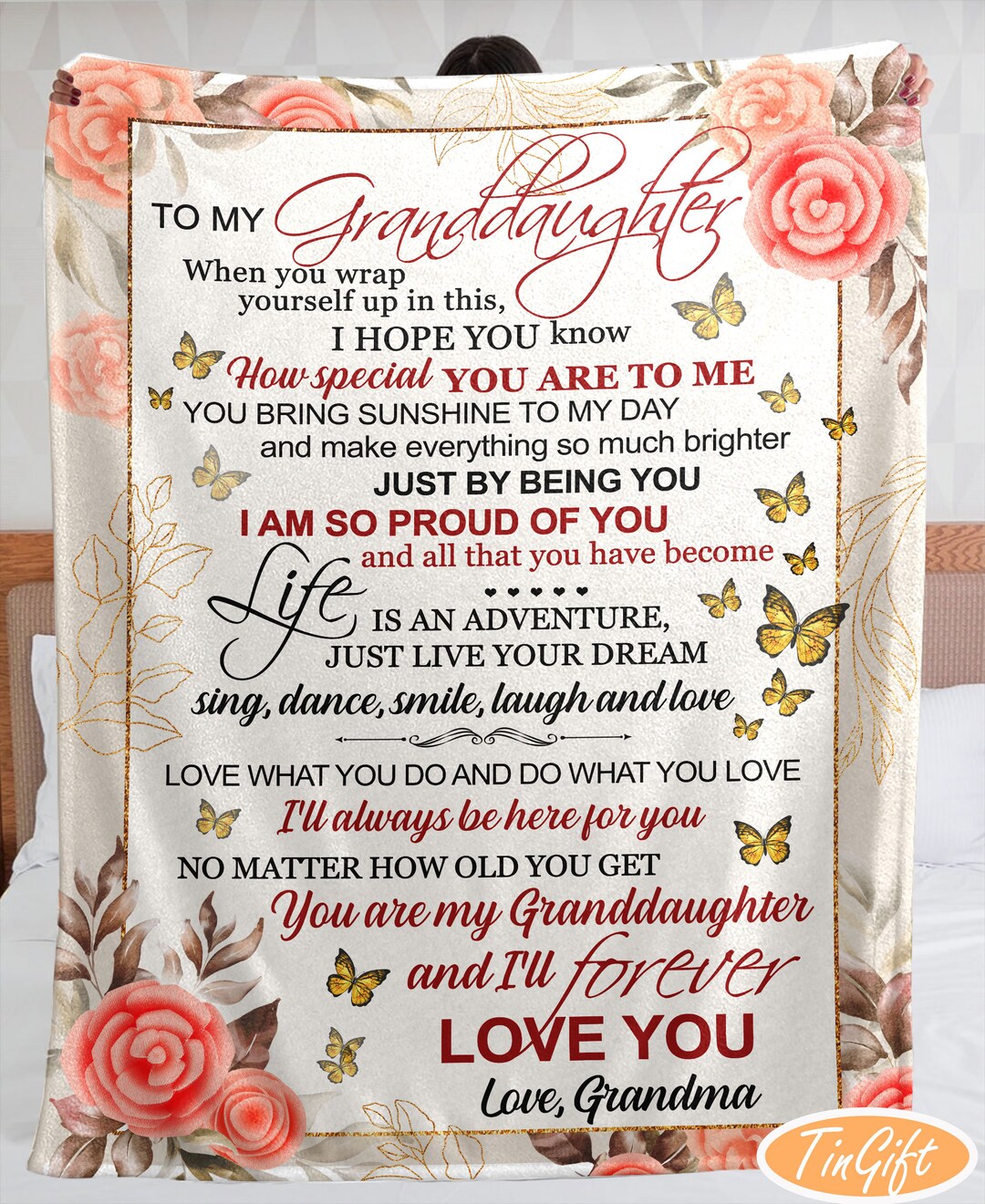 Blanket for Granddaughter, Gift for Granddaughter From Grandma