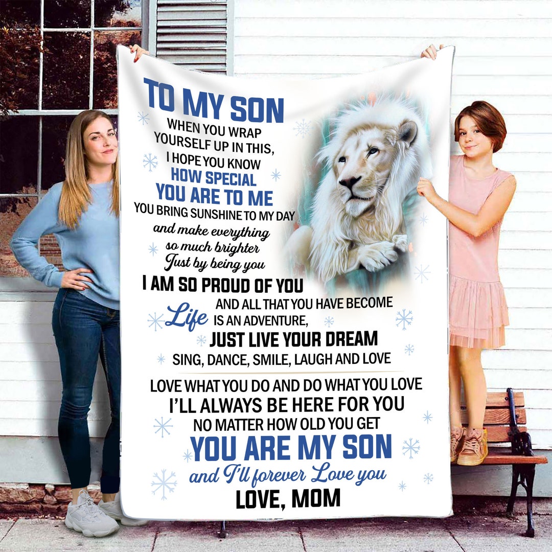 To My Son Letter Blanket From Mom, Fleece Blanket Cozy Birthday Son