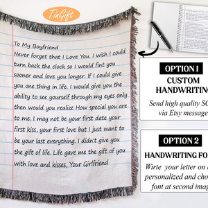 Personalizar manta de cartas para novio / regalos para novio / manta personalizada con texto / manta de carta de amor escribiendo una carta para novio