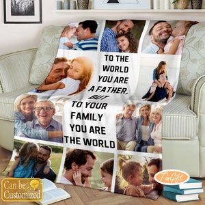 Personalized Blanket For Dad, Gift For Dad, Custom Blanket, Blanket With Pictures Family, Photo Blanket Collage Dad and Daughter