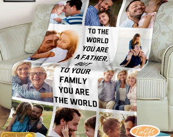 Personalized Blanket For Dad, Gift For Dad, Custom Blanket, Blanket With Pictures Family, Photo Blanket Collage Dad and Daughter