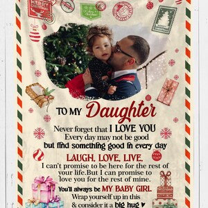 Manta de regalo para hija de papá, regalo con foto personalizada, manta personalizada para hija, regalo de cumpleaños para hija, regalo de Navidad.