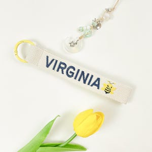 Personalized Name Tag,Webbing Bag Name Tag,Bag Accessory,Custom Embroidered Key chain,Embroidery Name tag,Key Ring,ID Tag,Lunchbox,School