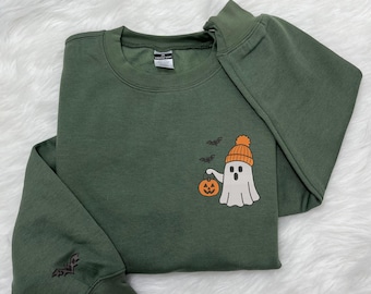Besticktes Halloween Sweatshirt aus Baumwolle
