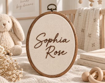 Personalized Baby Name Hoop, Embroidered Birth Announcement Sign, Hospital Door Decor, Baby Shower Gift