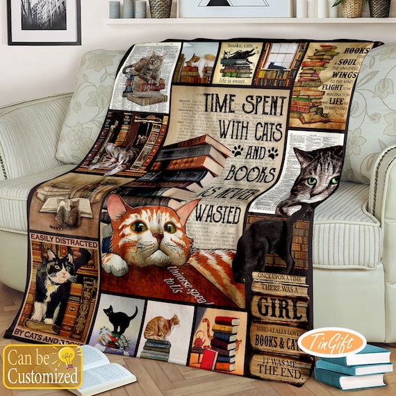 Book Lover Gift Cat Blanket Blanket Cat Lover Gift Gift for Reader Bookish Gift Woven Blanket. Etsy Canada