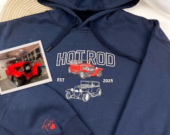 Custom Car Embroidered, Tshirt, Sweatshirt, Hoodie, Personalized Car Photo Embroidered Shirt, Classic Cars, Car Lover Gift, Gift for Husband