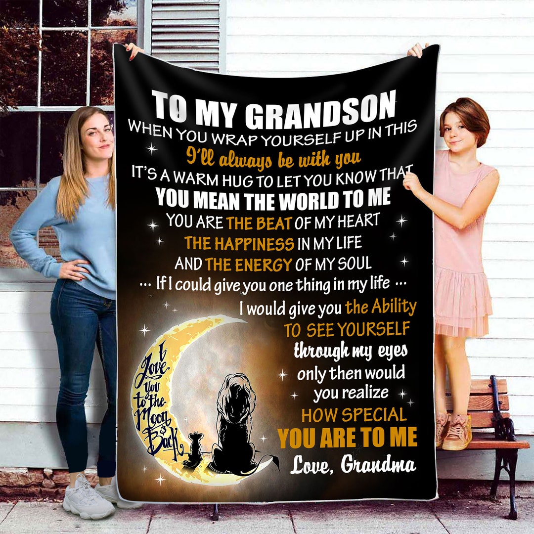 Blanket for Grandson From Grandma, Birthday Grandson, to My Grandson