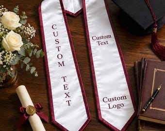 Custom Embroidered Text Logo Graduation Stole, Your Design Stoles Gradute Sash Class of 2026