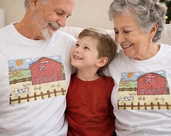 Custom Embroidered Kids Drawing Shirts for Grandma and Grandpa, Grandparents Day Gifts, Christmas/Birthday gifts from grandchildren