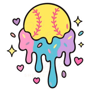 Softball Drip SVG | Preppy Pastel Softball PNG | Cute Softball Mom Clipart | Digital Download for Shirts, Cups & More