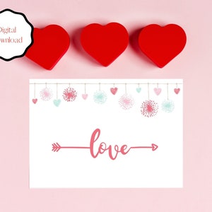 Valentines Day Love Printable Greeting Card, Instant Download, 7x5 Card Happy Holiday, Valentines Day Card, Card to Download, Valentine Card