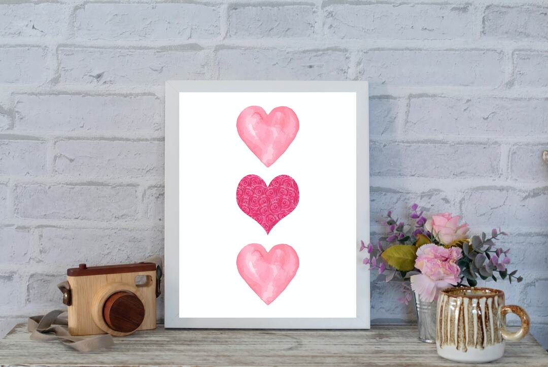 Heart Wall Art Three Heart Art Decor for Home Love Love Heart Wall Art