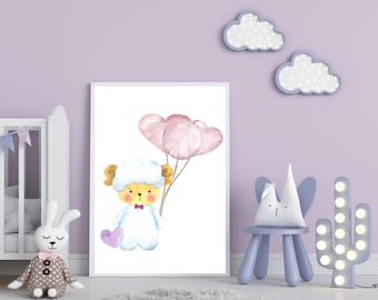 Little Lamb Love | Nursery Wall Art | Childrens Wall Art | Little Lamb Nursery Wall Art | Instant Download | Printable Childrens Wall Art