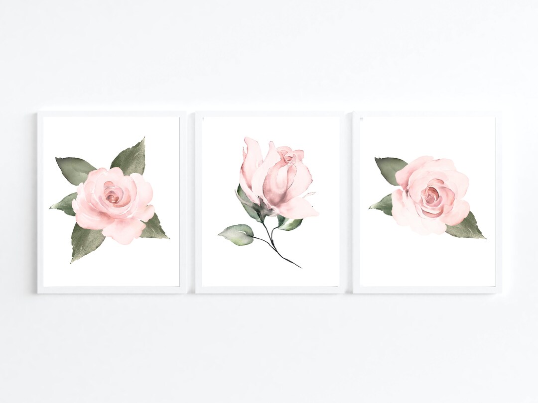 Watercolor Botanical Rose Watercolor Print Set of 3, Gallery Wall Art ...