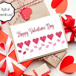 Valentines Day Printable Greeting Card, Instant Download, 7x5 Card Happy Holiday, Valentines Day Card, Card to Download, Valentine Card