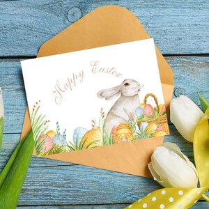 Easter Printable Greeting Card, Instant Download, 7x5 Card, Spring Greeting Card, Easter Greeting Card, Card to Download, Easter Bunny Card