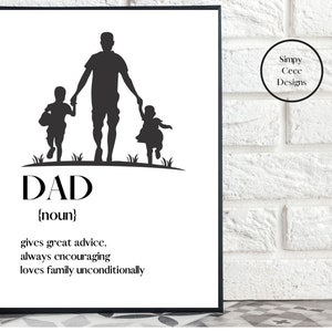 Dad Definition Digital Print | Father&#39;s Day Gift | Father&#39;s Day Printable | Dad Birthday | Father&#39;s Day Wall Art |  Instant Download