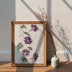 Digitale druk | Downloadbaar bestand | Originele handgeschilderde Morning Glory | September Geboorte Bloem | Paarse bloemenkunst | Verjaardagscadeau