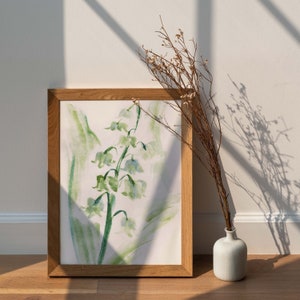 Impressão digital | Original pintado à mão | O Lírio do Vale | Flor de nascimento de maio | Cartões de aniversário | Estampa de flores para decoração de casa