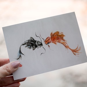 Digital Print | Original painted Koi fish | Nishikigoi | Chinese ink | Watercolour painting | Asian art | Bookmarks | Home decoration