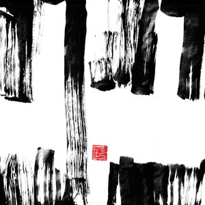 Digital Print | 3 Abstract calligraphy arts | &quot;Bump&quot; Chinese Calligraphy | Japanese Shodo | Sumi-e | Modern Asian Ink Art | Home decoration