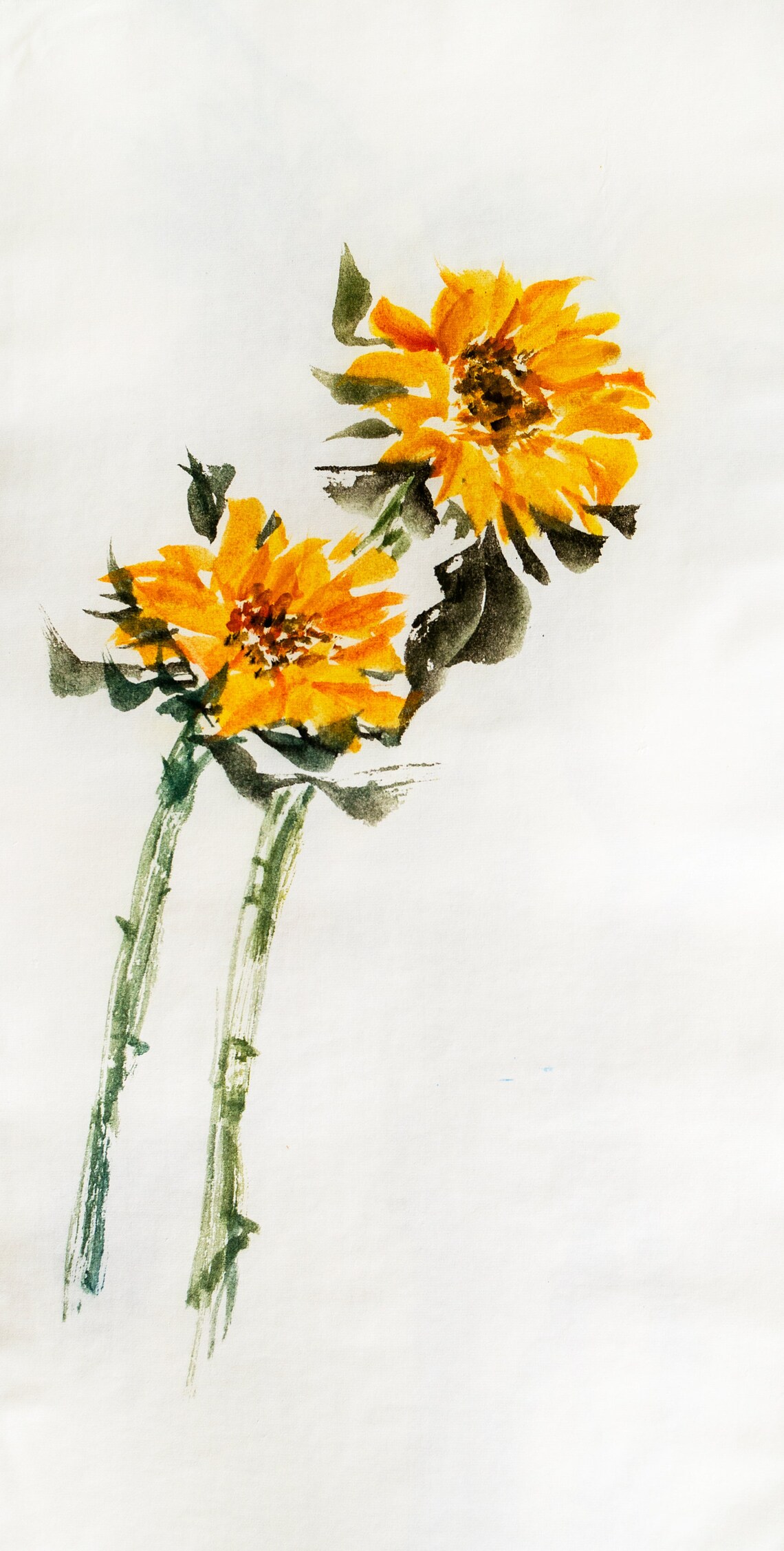 Digital Print Original Painted Sunflower Japanese Sumi Etsy UK