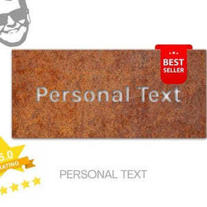 Corten Address Sign – Personalized Rusty Metal House Number – Modern Outdoor Plate in 3 Sizes