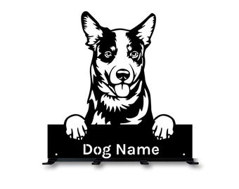 Australian Cattle Dog Leash Hanger – Personalized Black Steel Dog Hook