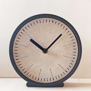 Minimalist White Wood & Steel Desk Clock - Midcentury Modern Round Clock, Ideal for Home Office Decor, Unique Gift for Professionals