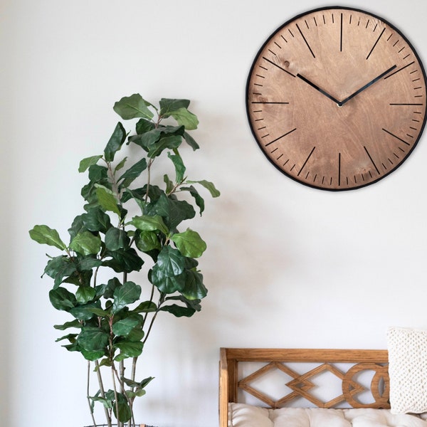 Elegant & Minimalist Wall Clock in Walnut Wood and Steel - Silent, Round Design, 4 Sizes Available, Perfect Home Decor Gift