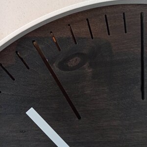 Big round BLACK wood and  WHITE steel wall clock. Simple elegant and minimalistic. Perfect gift