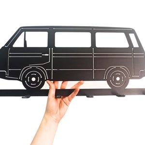 T3 Van Wall Hook – Retro Metal Hanger for Garage, Entryway or Gift – Classic Transporter Silhouette Decor