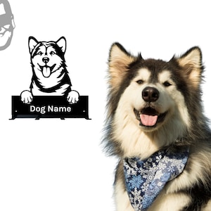 personalized ALASKAN MALAMUTE dog rack, metal custom leash rack, dog name decoration, gift for doglover