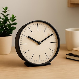 White Desk Clock – Minimalist Round Table Clock – Silent Movement – Modern Office Decor – Premium Gift Idea luxury gift clock