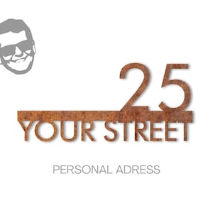 Corten personalized adress sign, 3 sizes, rust effect, gift for new home