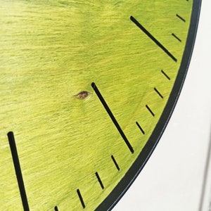 Große runde grüne Wanduhr aus Holz und Stahl. Schlicht elegant und minimalistisch. PERFEKTES GESCHENK Bild 5