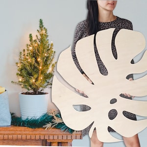 hudge wood monstera leaf, wall big monstera decoration, wood leaf wall decor, hudge monstera leaf wall decoratin