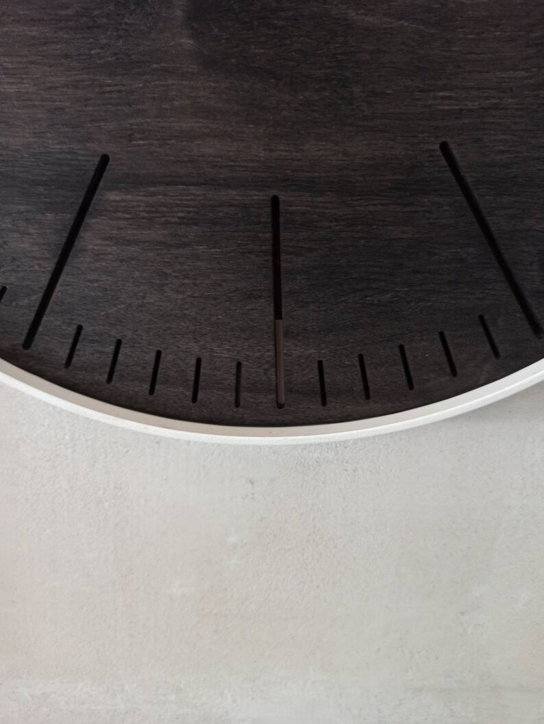 Big round BLACK wood and  WHITE steel wall clock. Simple elegant and minimalistic. Perfect gift