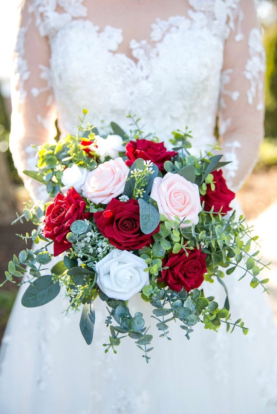 Artificial white ivory wedding flower bouquet Real Touch -  Portugal