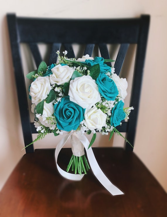 Blue & Turquoise Boutonniere - Beach Wedding - Dried Flowers Forever