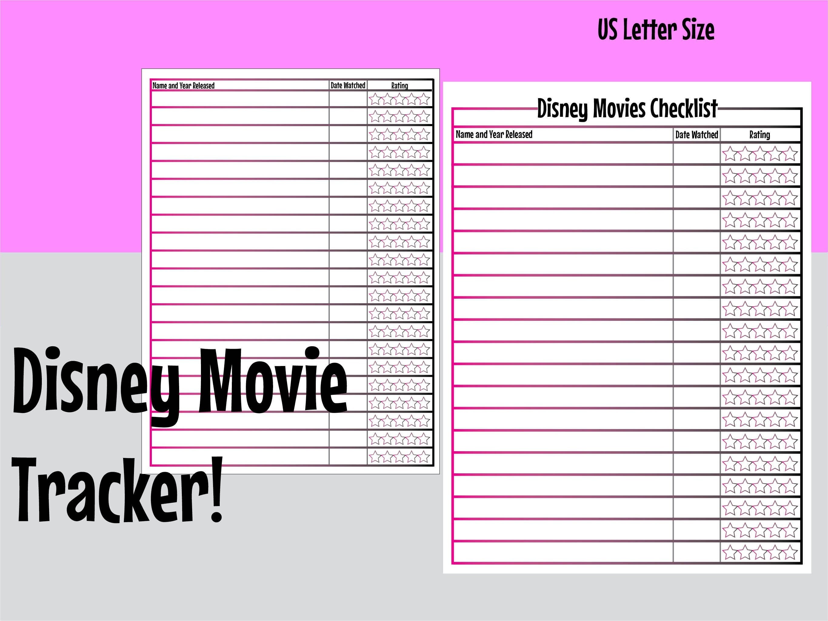Disney Movie Checklist Etsy